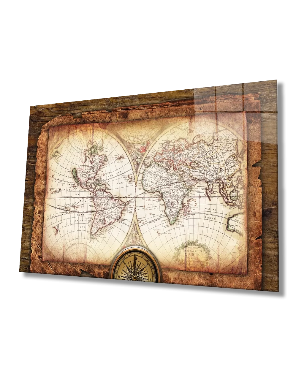 TEKNOO- Old World Map on Wood