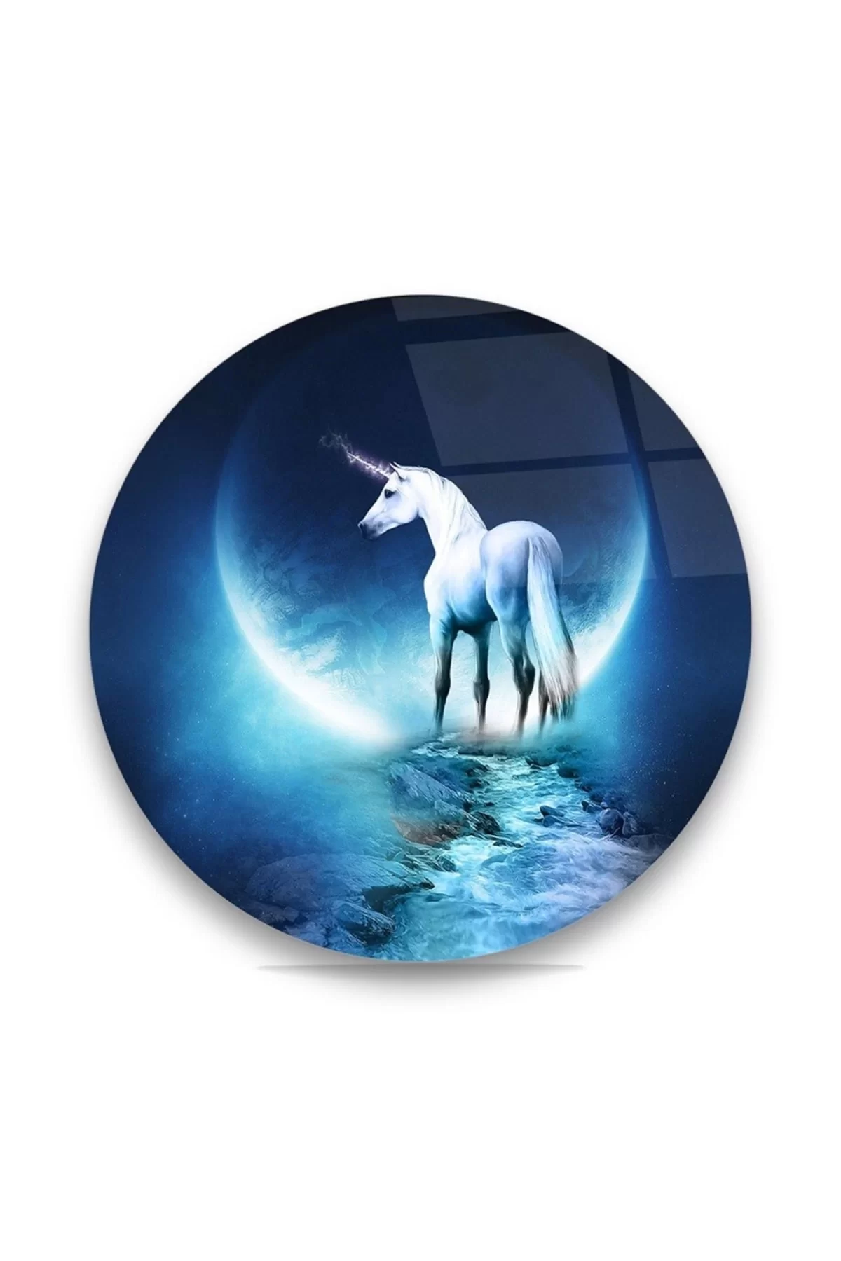 TEKNOO- Unicorn Unicorn Round Glass Painting