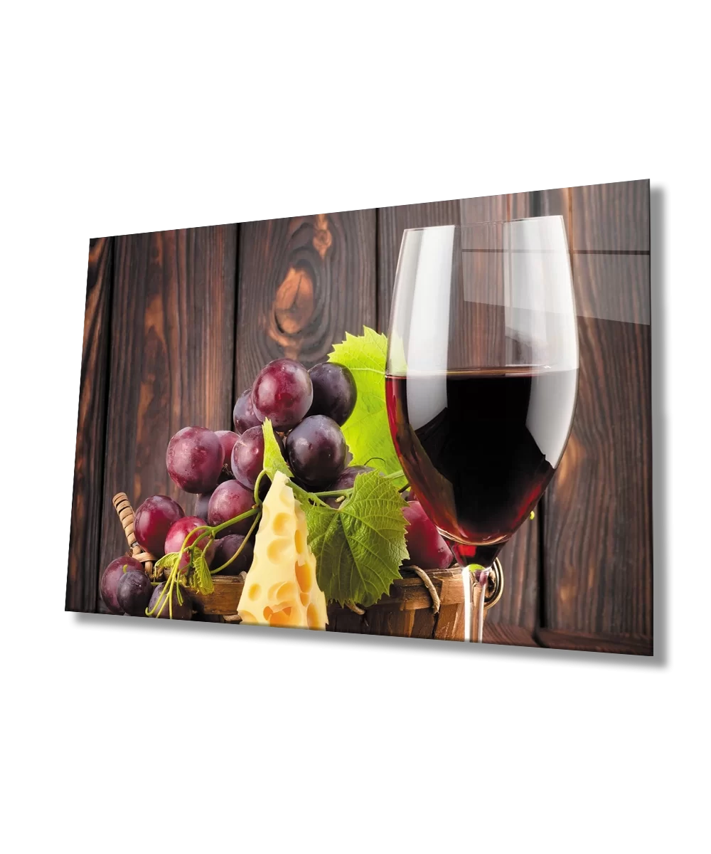 TEKNOO- Grape Wine Cheese Kitchen Glass Table