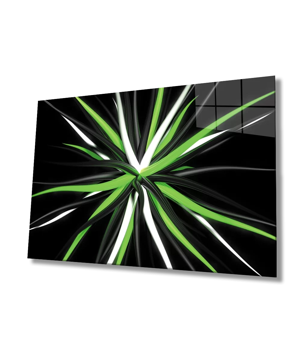 TEKNOO- Green White Black Glass Painting Green White Black