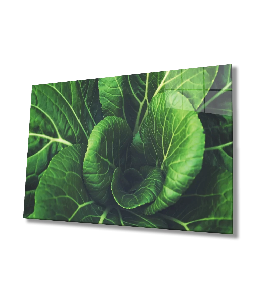 TEKNOO- Green Plant Leaf Glass Painting