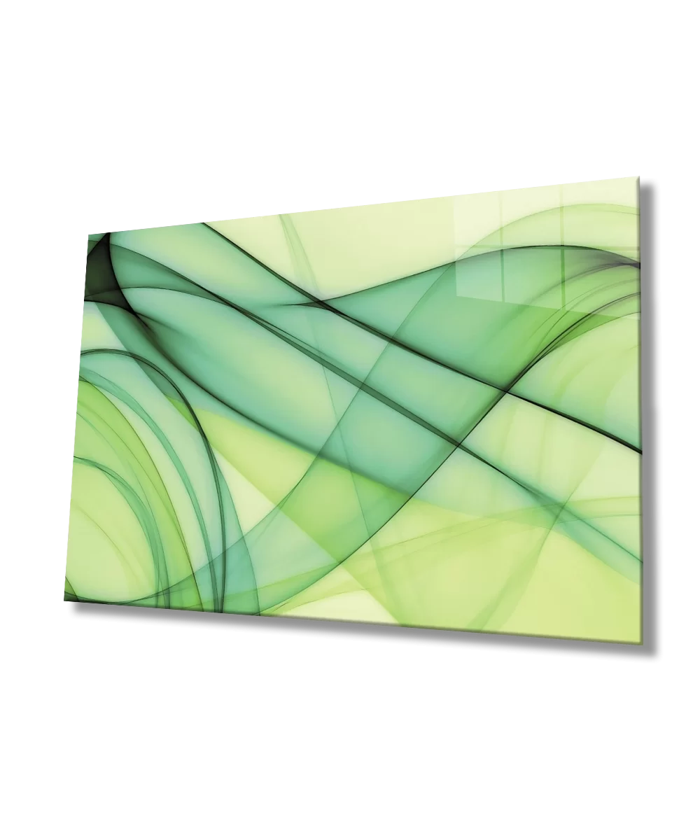 TEKNOO- Green Waves Green Yellow Glass Painting