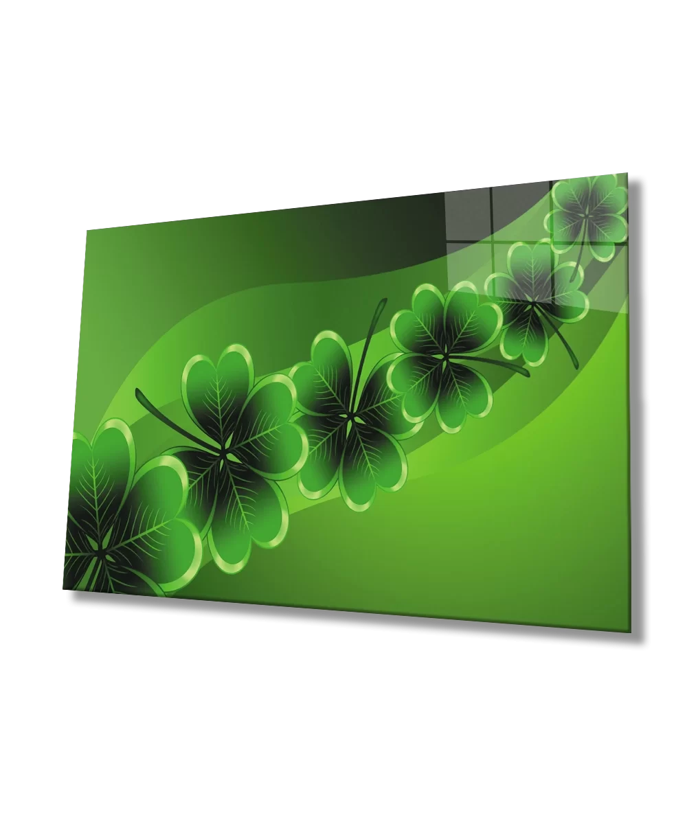 TEKNOO- Green Four Leaf Clover Glass Painting