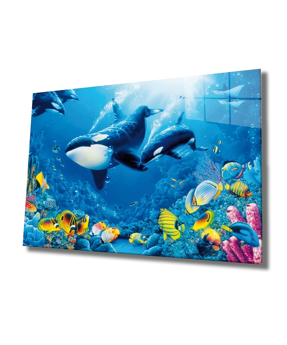 TEKNOO- Dolphin Fish Underwater Life Glass Painting