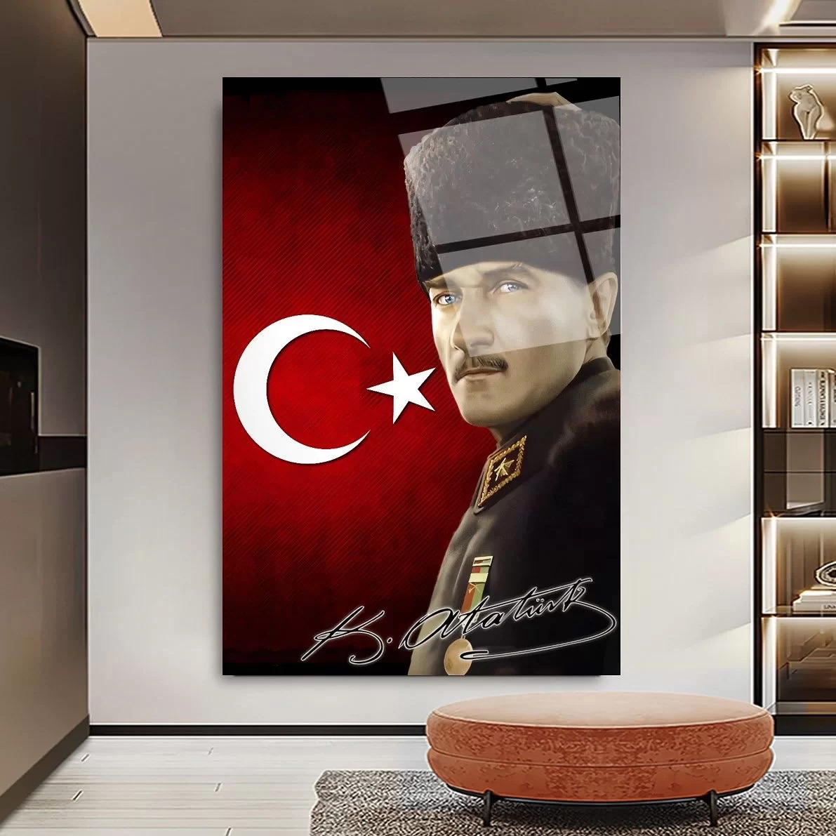 Turkish Flag Ataturk Glass Painting