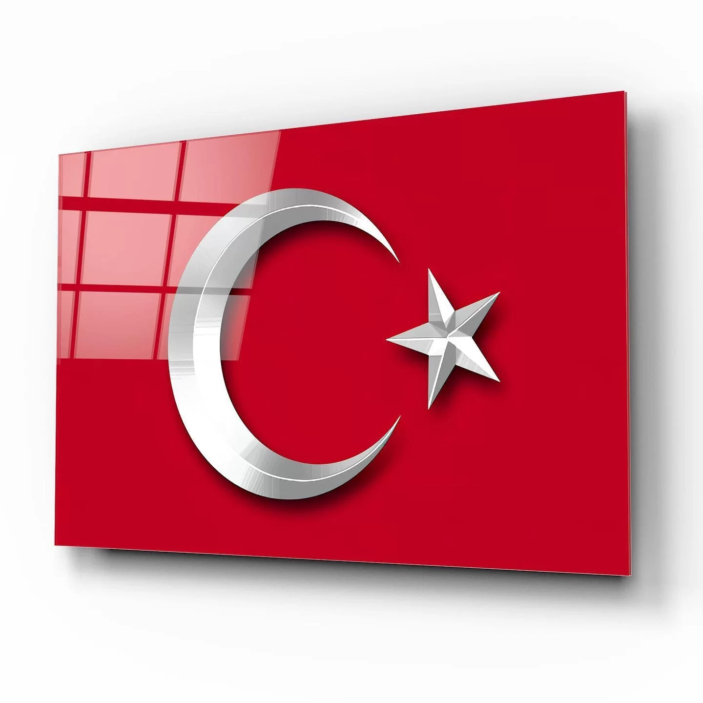 Turkish Flag Glass Painting