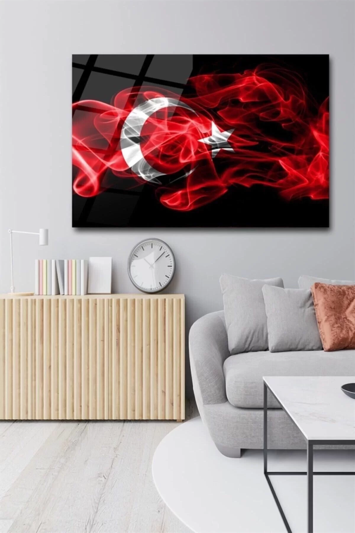 Turkish Flag Glass Painting Wall Decoration