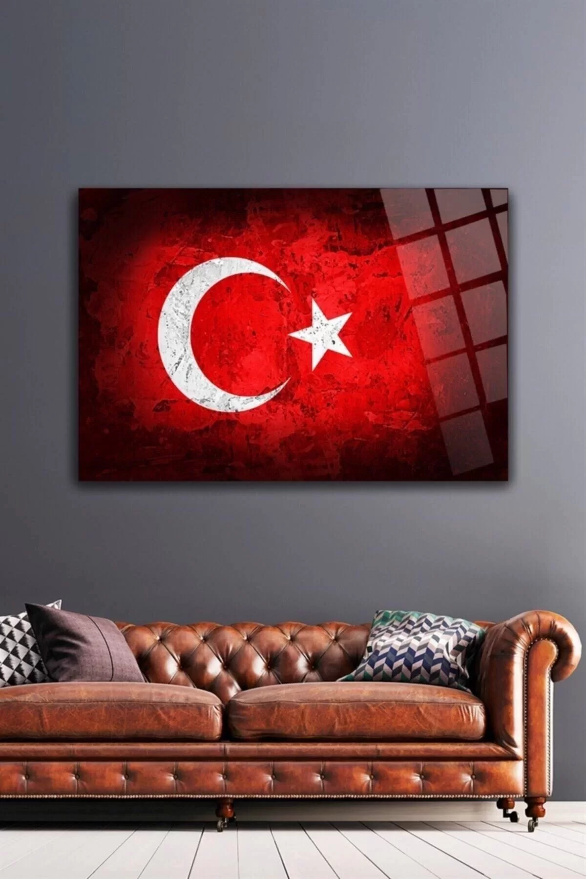 Turkish Flag Glass Painting Wall Decoration, Home Decoration, Wall Painting