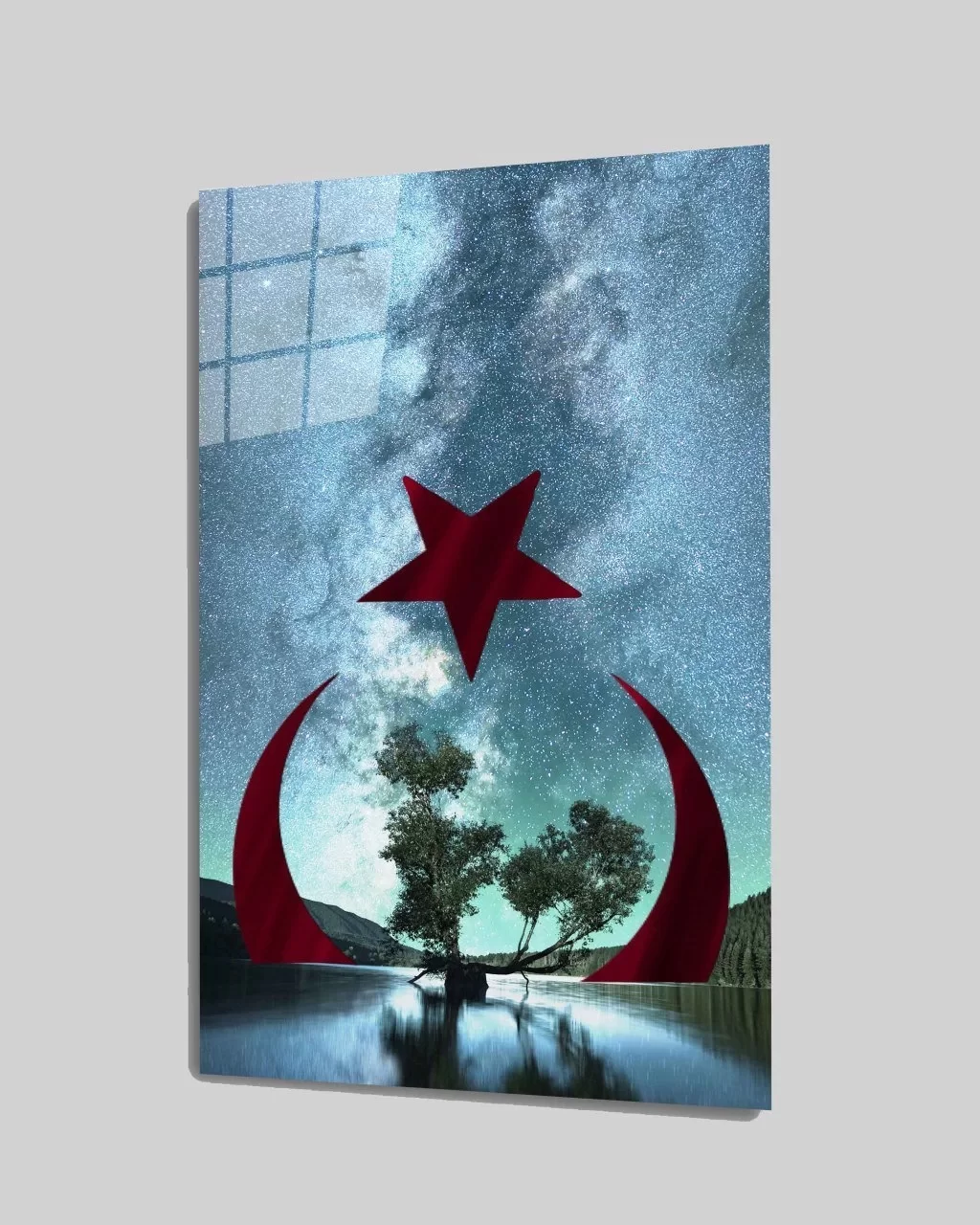 Turkish Flag Glass Painting