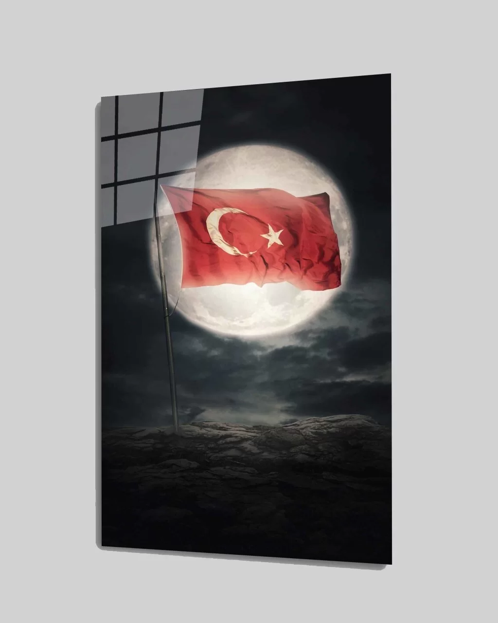 Turkish Flag Glass Painting