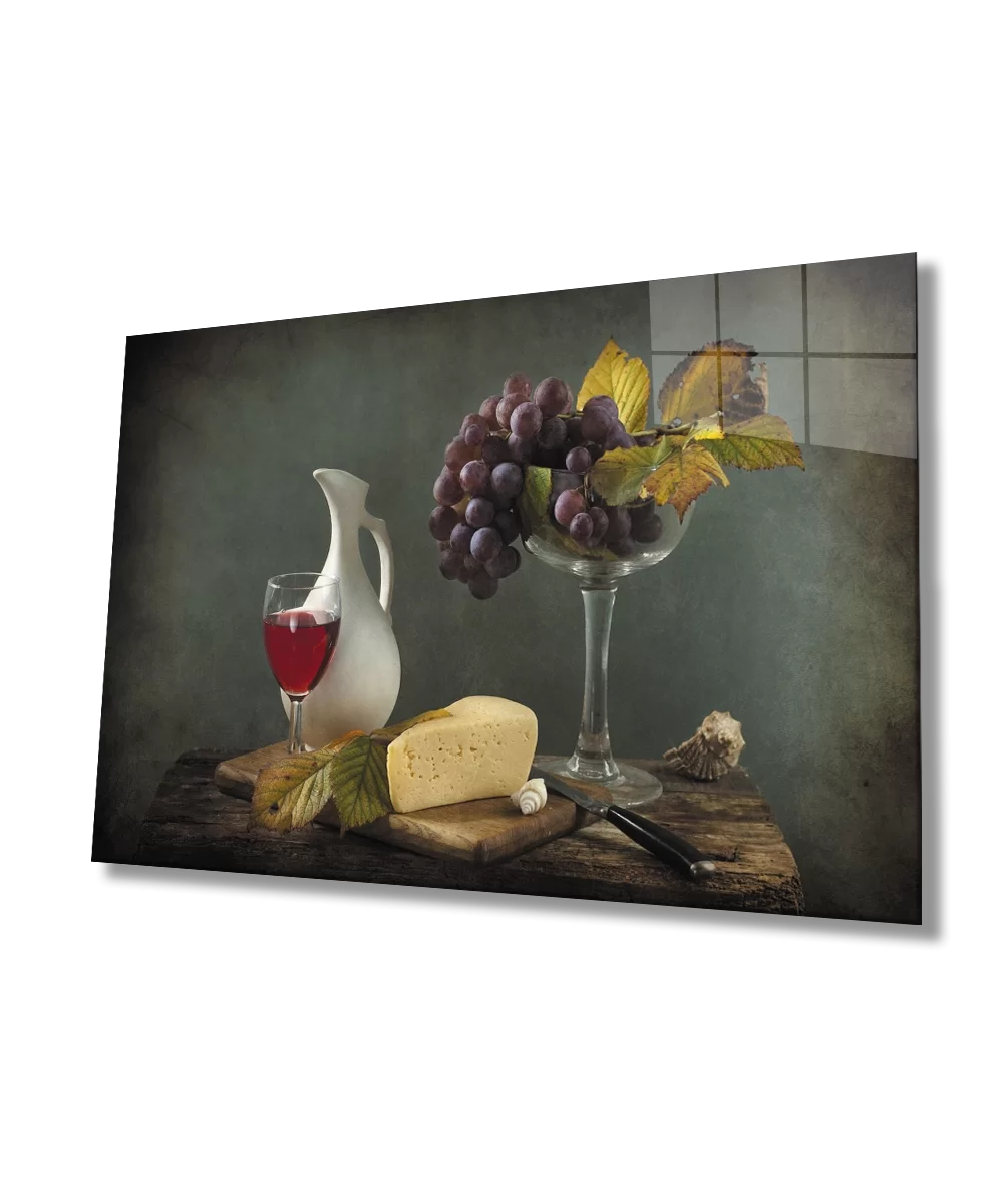 Grape Cheese Glass Still Life Glass Painting