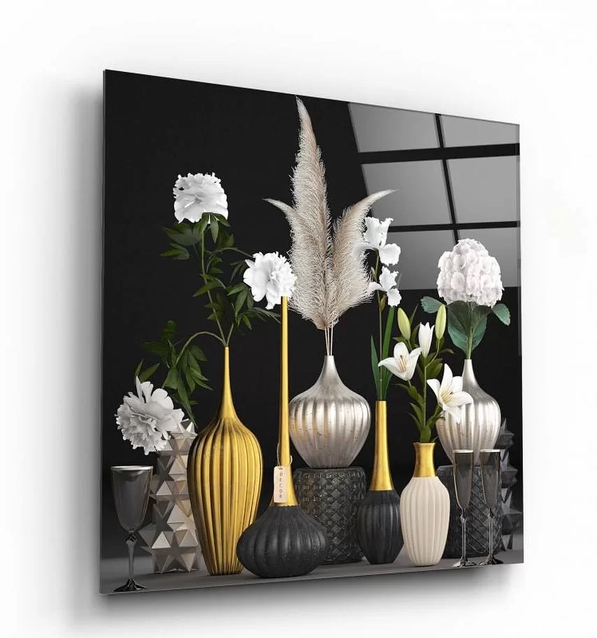 Flowers in a Vase Artistic Glass Painting