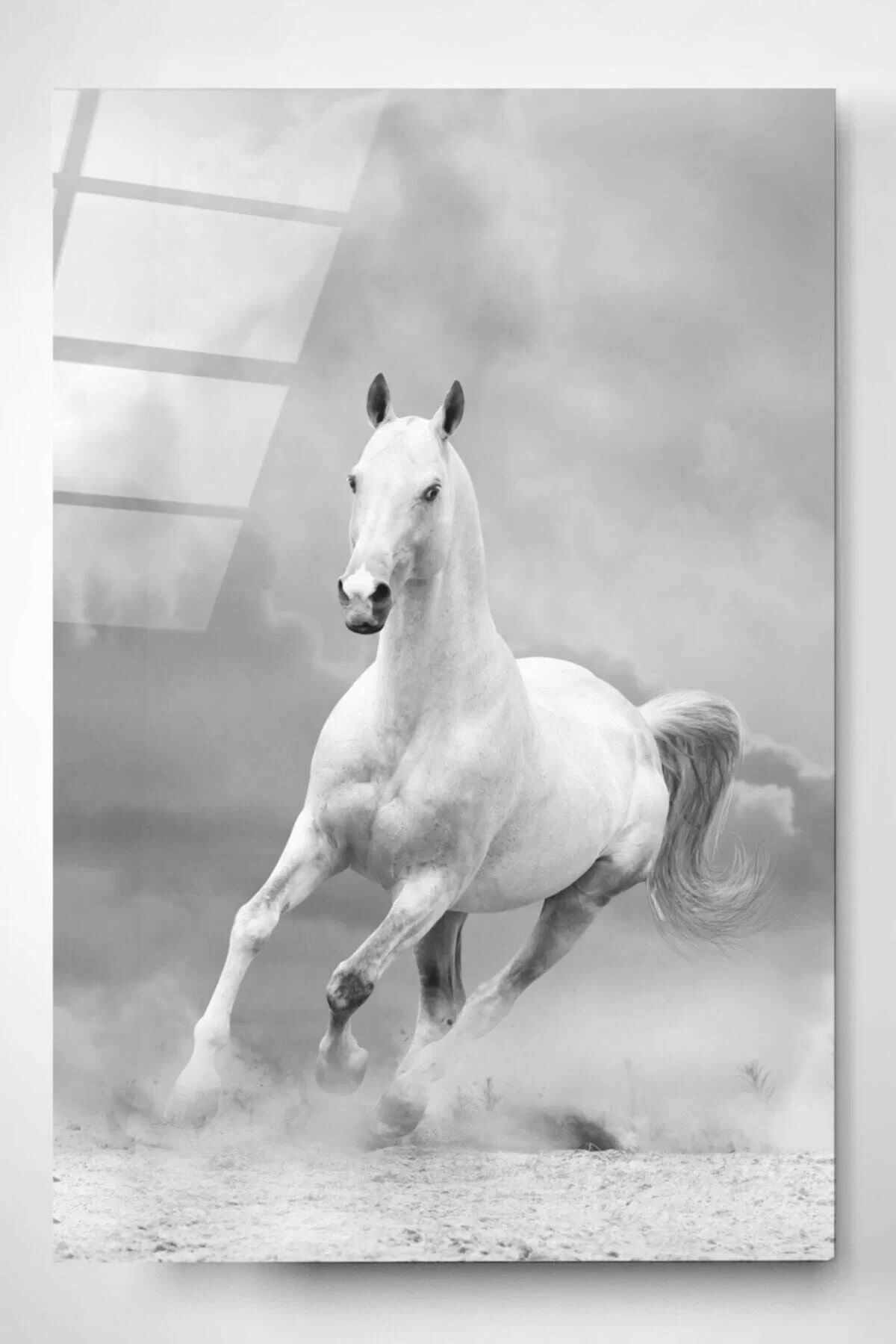 White Horse Glass Painting