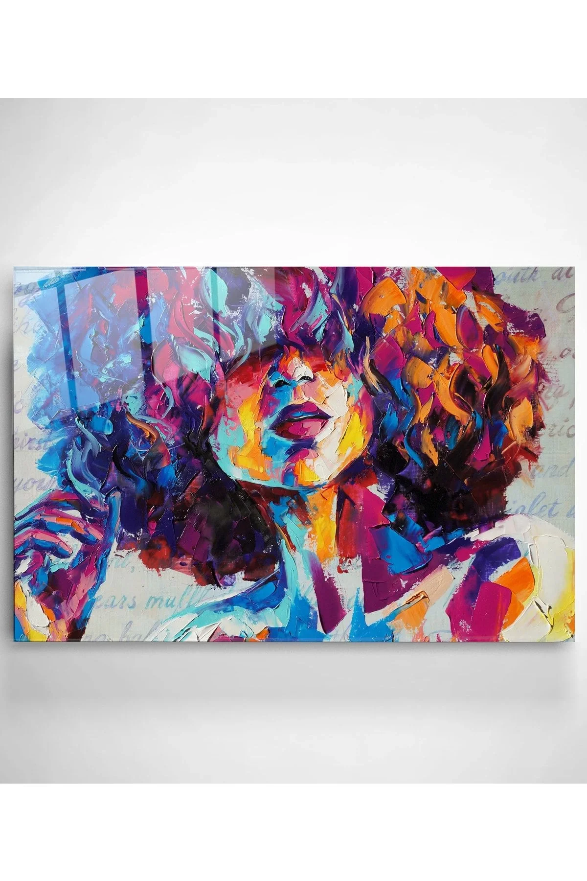 Oil Painting Curly Hair Woman Glass Painting