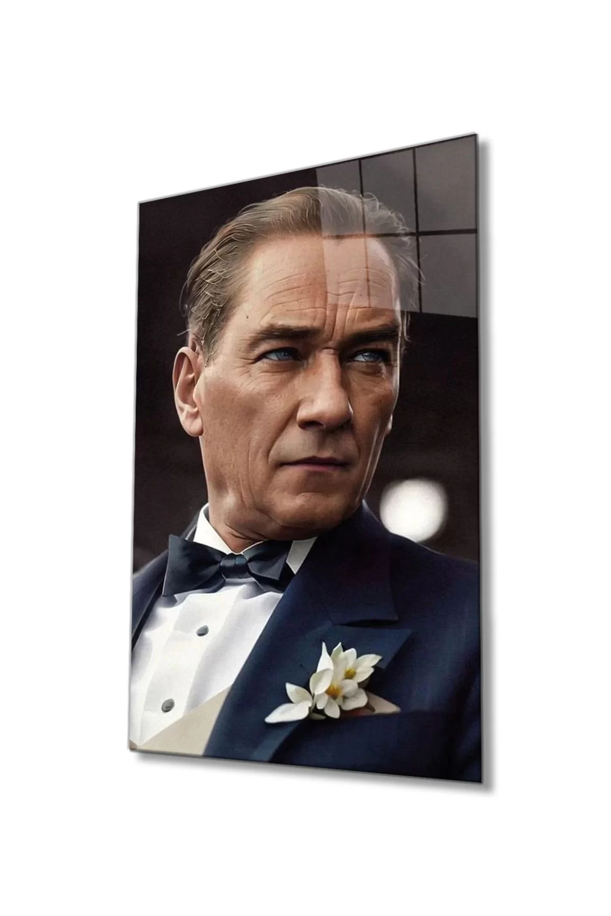 Artificial Intelligence Ataturk Portrait Glass Painting, Home And Office Wall Decor, Large Tempered Glass Painting