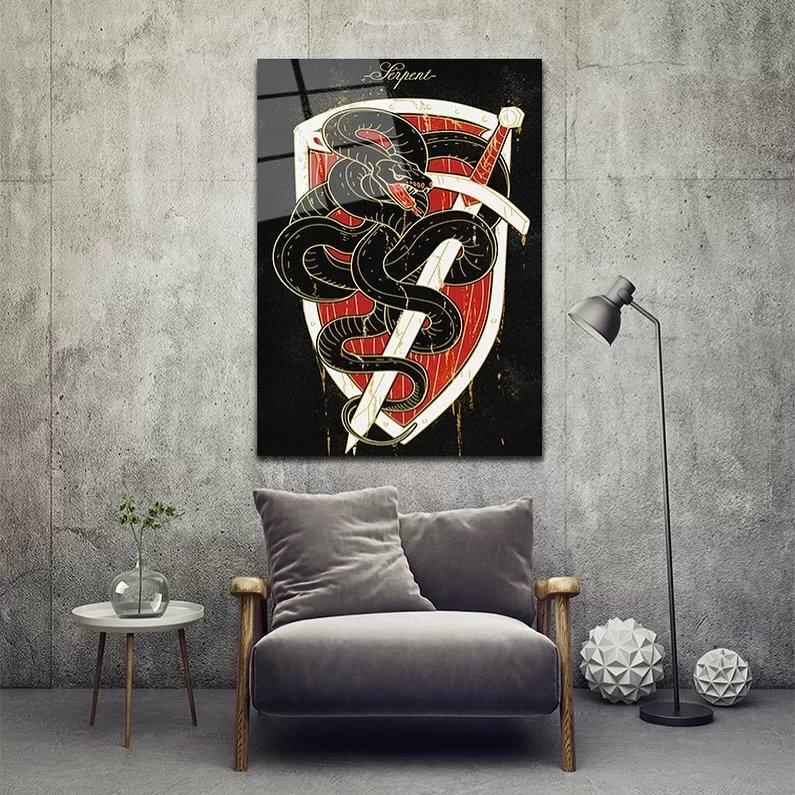 Snake Sword Glass Painting