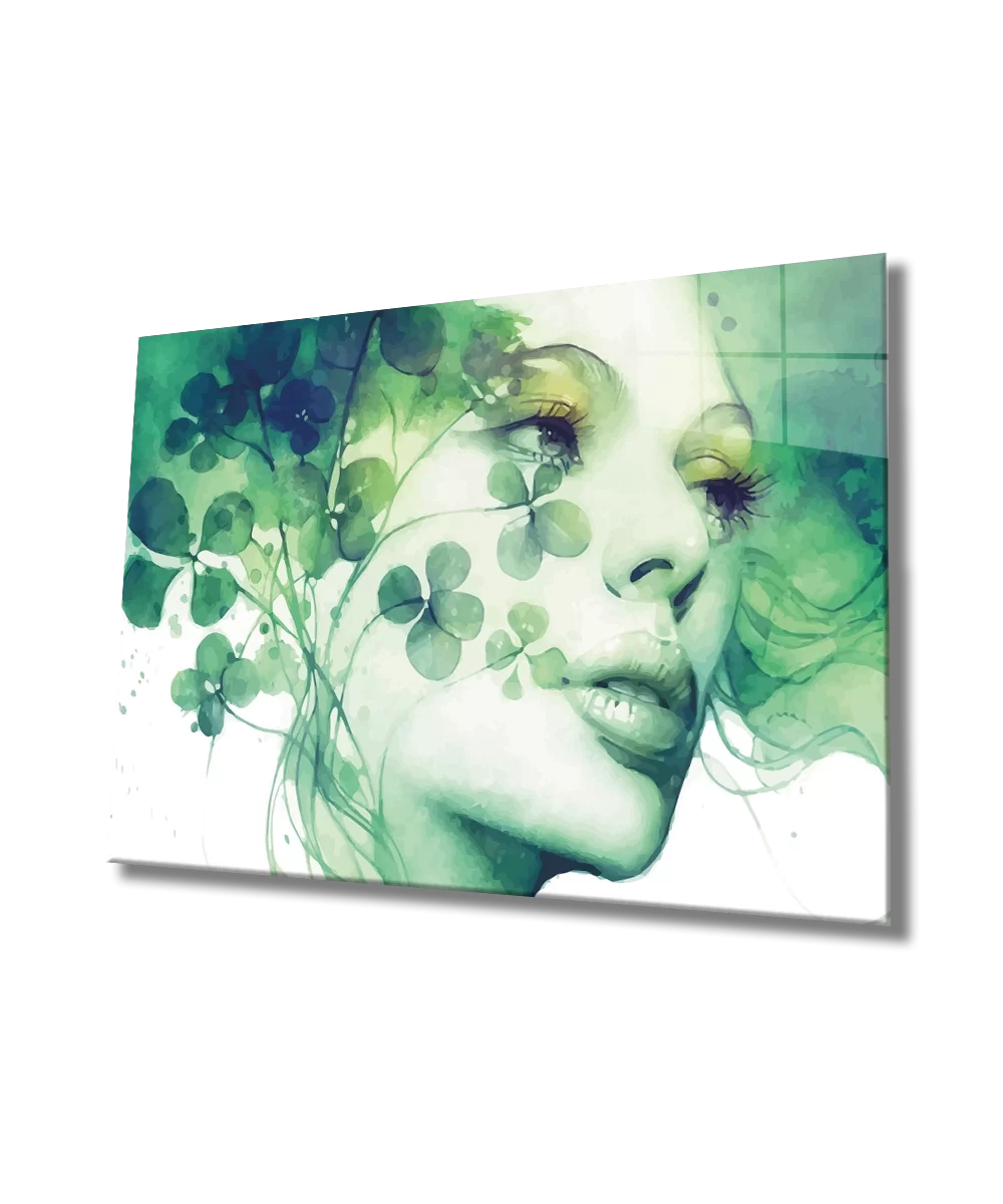 Woman with Clover Hair Glass Painting