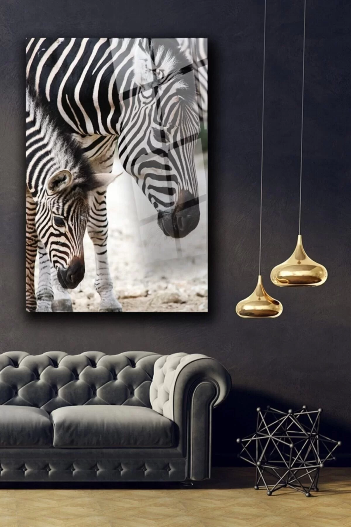 Zebra Glass Painting Wall Decoration