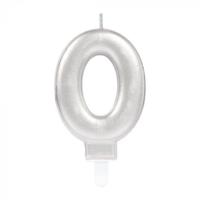 0 Rakam Mum Gümüş Renk