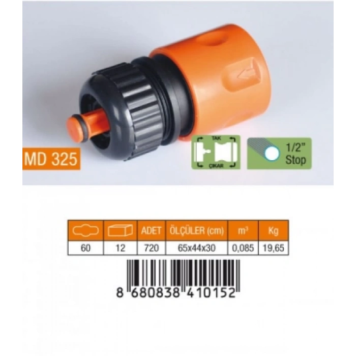 1/2 HORTUM BAĞLANTI ADAPTÖRÜ STOPLU (4887)