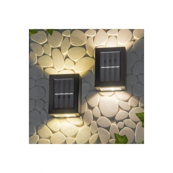 1 Adet Yeni Nesil Solar Çift Yönlü Duvar Lambası Güneş Enerjili Solar Aydınlatma Modern Dekorasyon