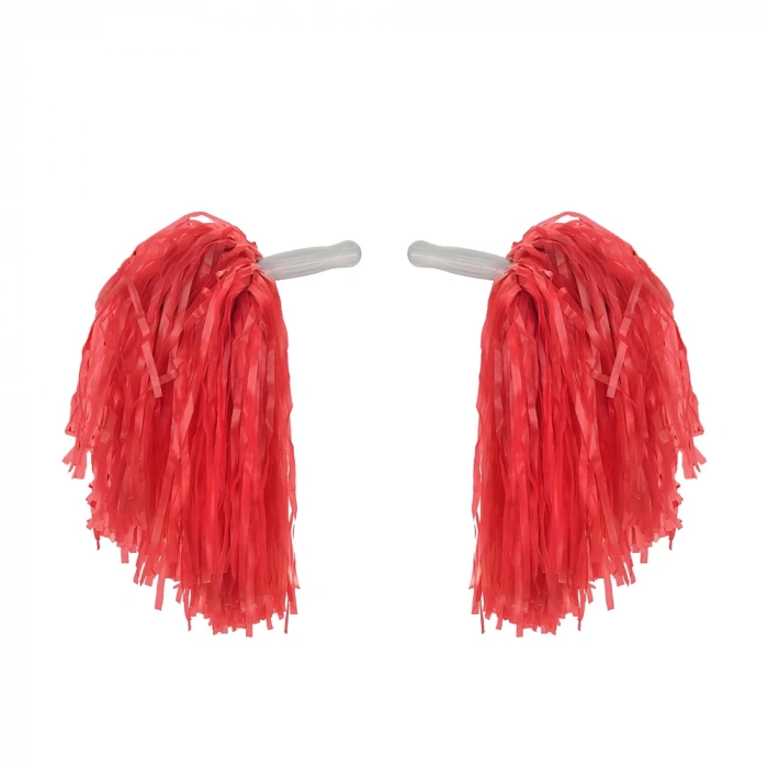 1 Çift ( 2 Adet ) Kırmızı Renk 23 Nisan Gösteri Ponponu (4887)