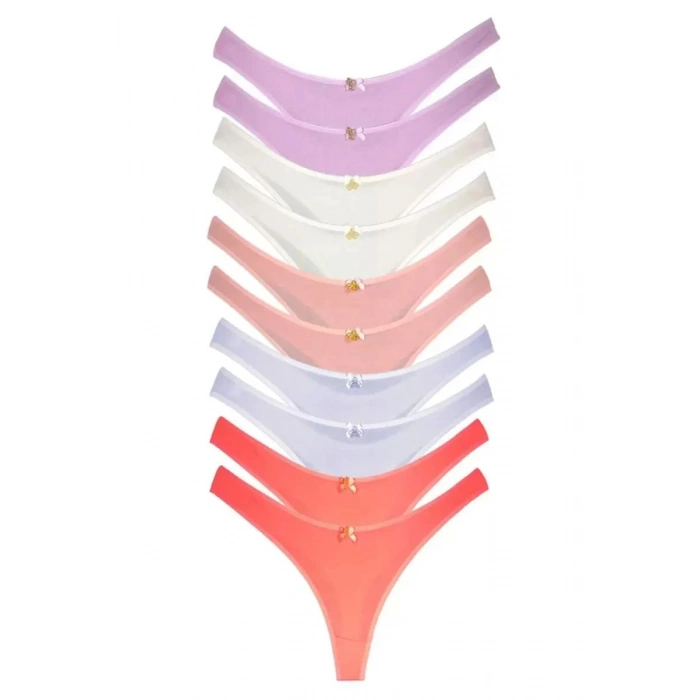 10 Adet Pamuklu Kadın Klasik Tanga Soft Renkler