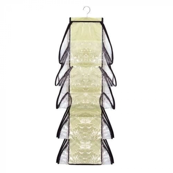 10 Bölmeli Dolap İçi Şeffaf Çanta Organizeri