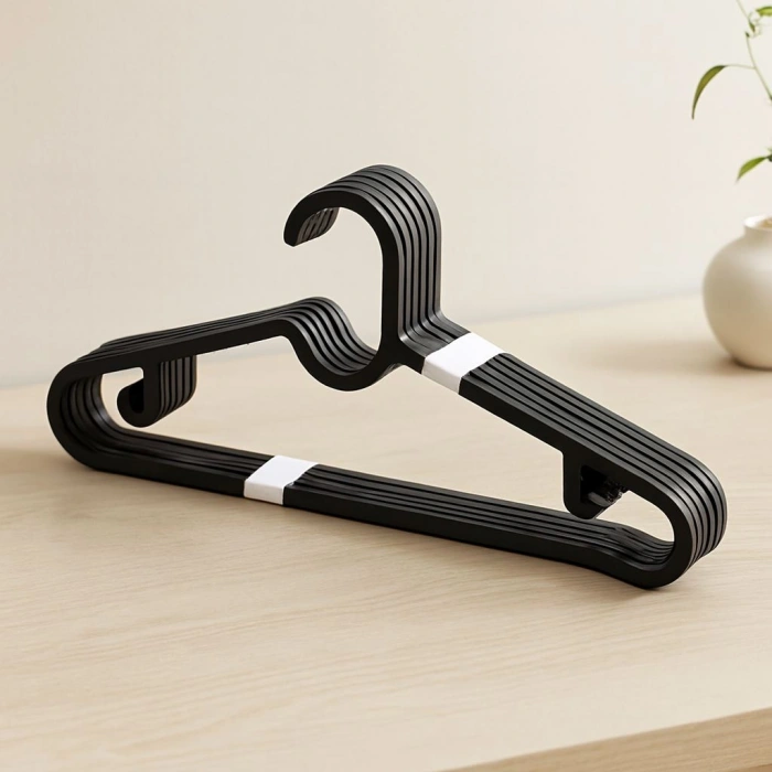 10lu Siyah Slim Plastik Elbise Askısı