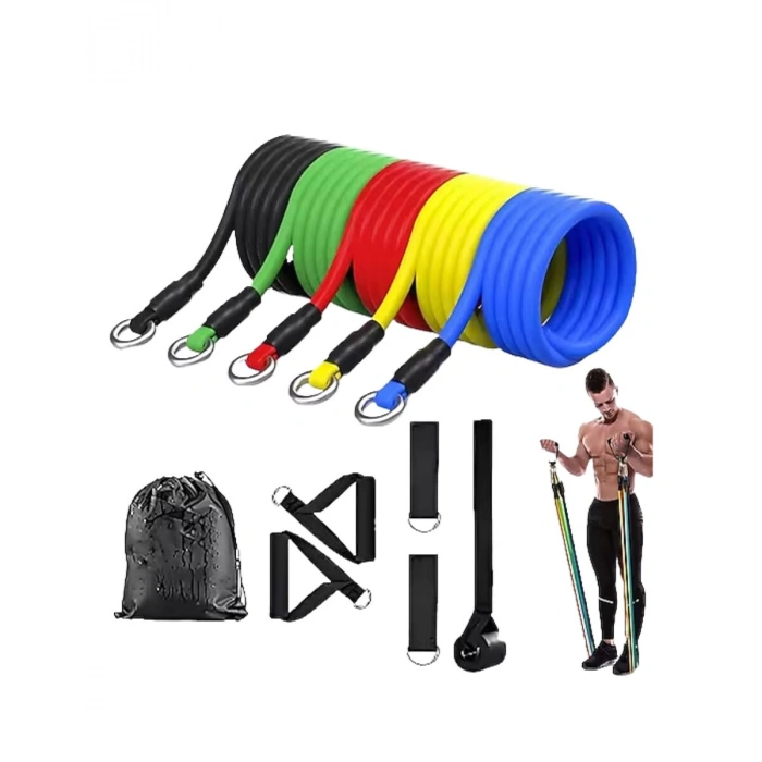 11 Parça Çok Fonksiyonlu Kapı Arkası Egzersiz Bandı Ev Tipi Spor Seti