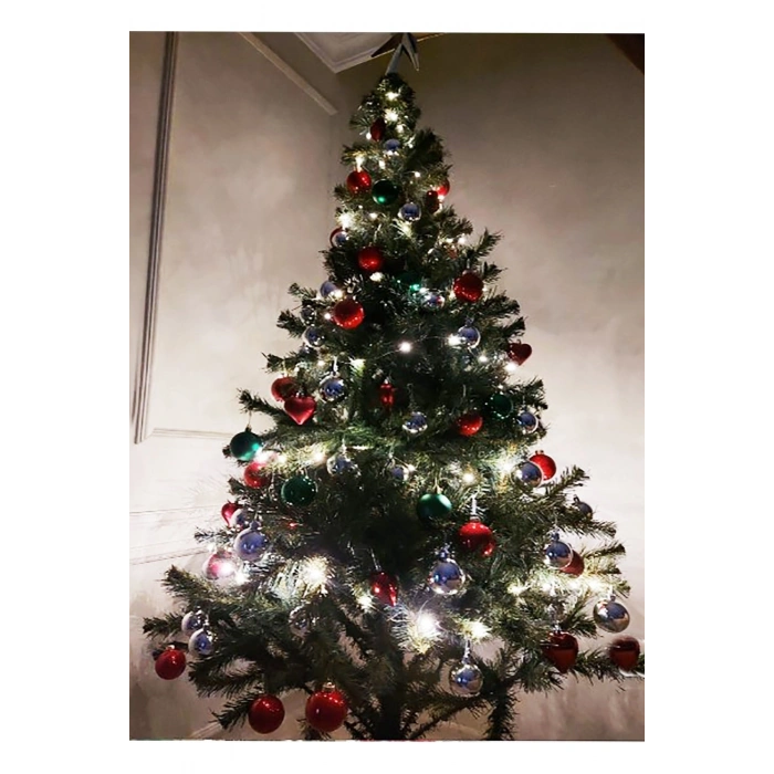12 Adet Parlak Kırmızı 3 Cm Mini Yılbaşı Topu, Noel Çam Ağacı Topu, Süs Topu