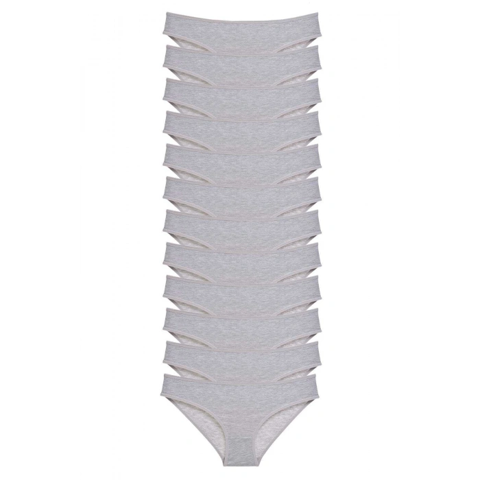 12 adet Süper Eko Set Likralı Kadın Slip Külot Gri