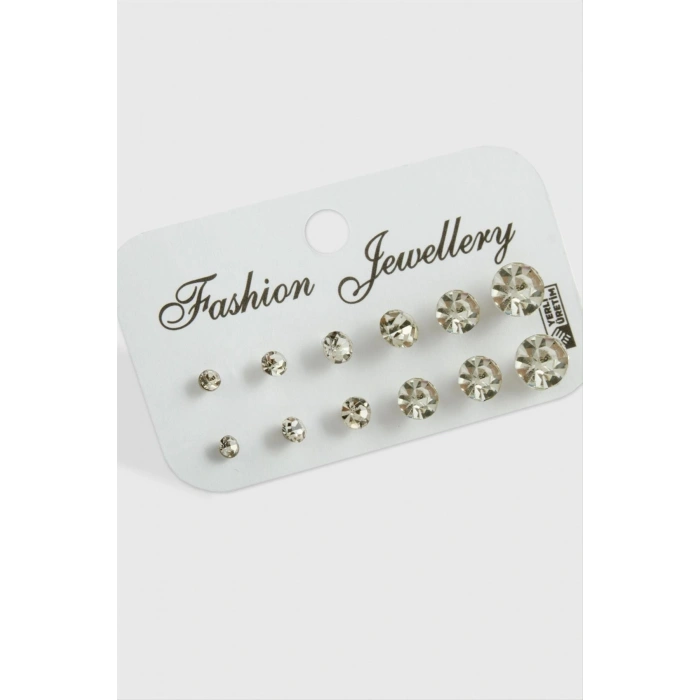 12 Adet Tek Taşlı Küpe