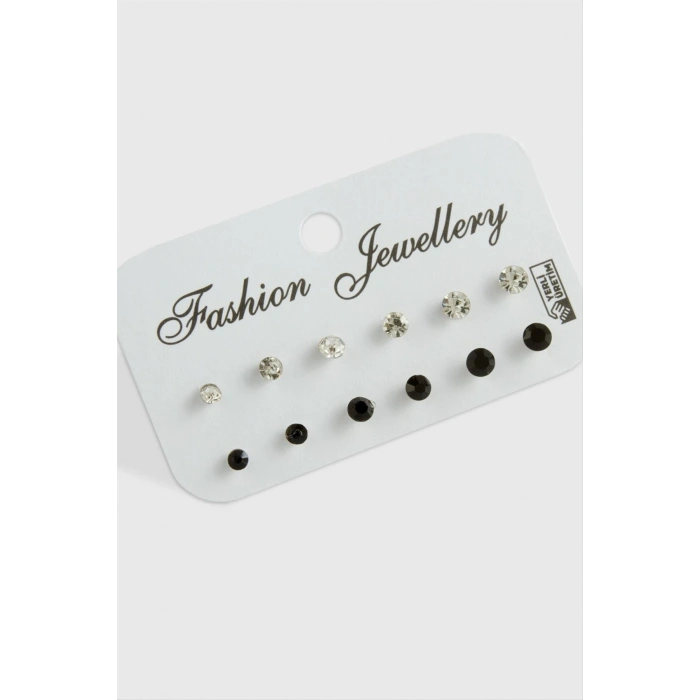 12 Adet Tek Taşlı Küpe