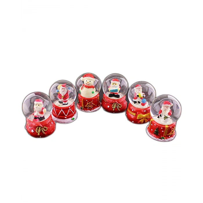 12 Adet Yeni Yıl   Yılbaşı Temalı Mini Boy Işıklı Kar Küresi 6,5 cm