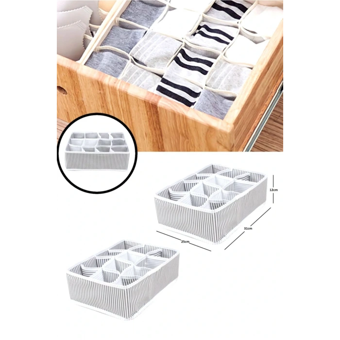 12 Bölmeli Pratik Bölmeli Çekmece Düzenleyici Organizer(İç Çamaşırı Kravat Çorap Düzenleyici)