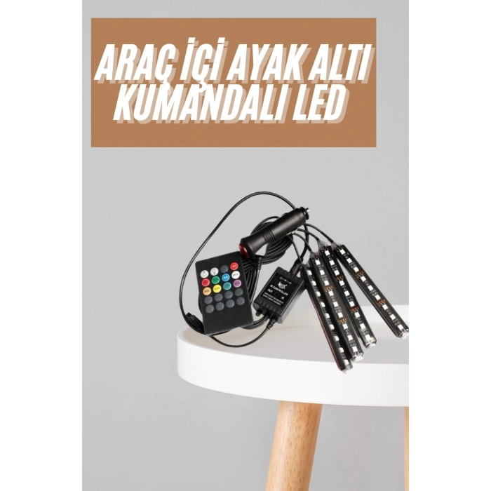 12li Şerit Led Işık Rgb Sese Ve Müziğe Duyarlı Araç İçi Ayak Altı