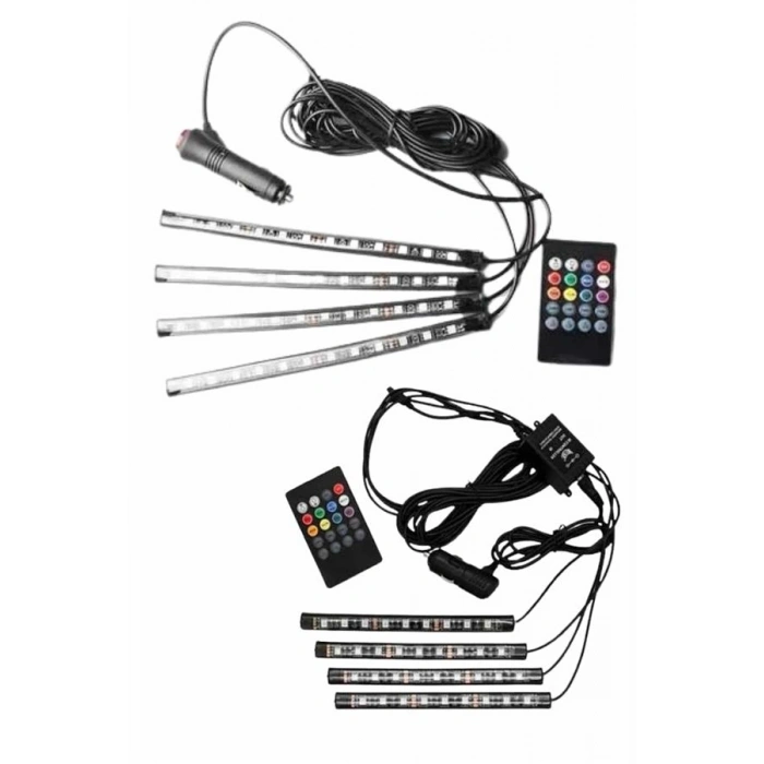 12li Şerit Led Işık Rgb Sese Ve Müziğe Duyarlı Araç İçi Ayak Altı