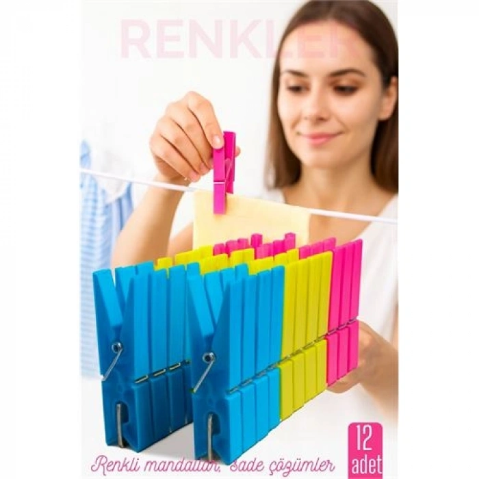 12’li Plastik Mandal Seti – Renkli Dayanıklı Çok Amaçlı Tutuş Ustası