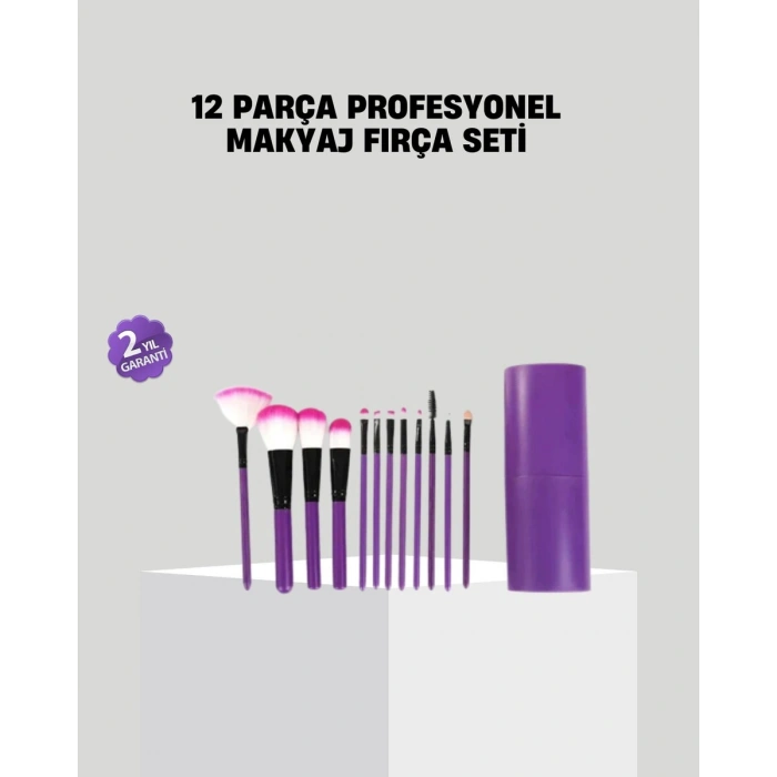 12’li Profesyonel Makyaj Fırça Seti Ultra Yumuşak Sentetik Kıllı