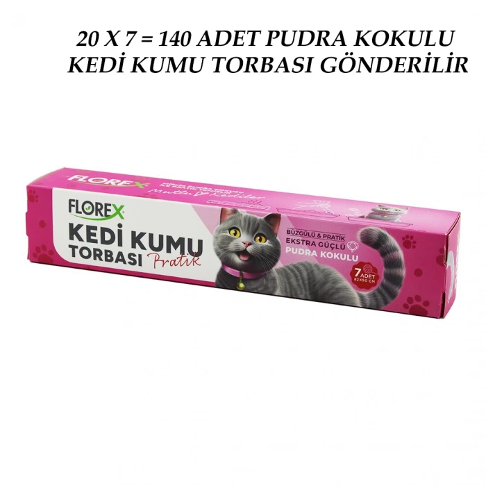 140 ADET KEDİ - EVCİL HAYVAN  KUMU TORBASI PRATİK PUDRA KOKULU  BÜZGÜLÜ - EXTRA GÜÇLÜ 82X50CM (4887)