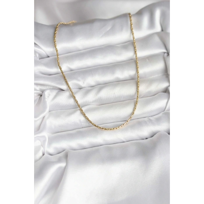 14K Gold Renk Kaplama İnce Zincir Model CM Kadın Kolye - TJ-BKO10741