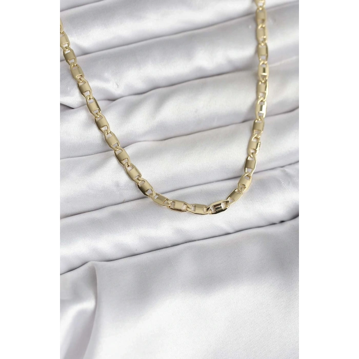 14K Gold Renk Kaplama Plaka Ezme Model Zincirli CM Kadın Kolye - TJ-BKO10743