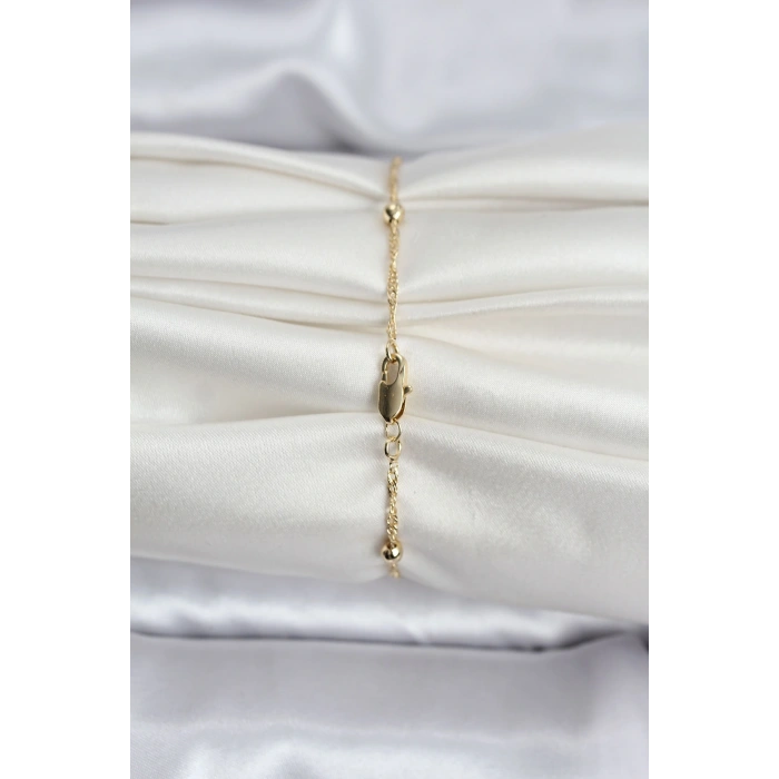 14K Gold Renk Kaplama Topçuklu Model CM Kadın Bileklik - TJ-BB8138