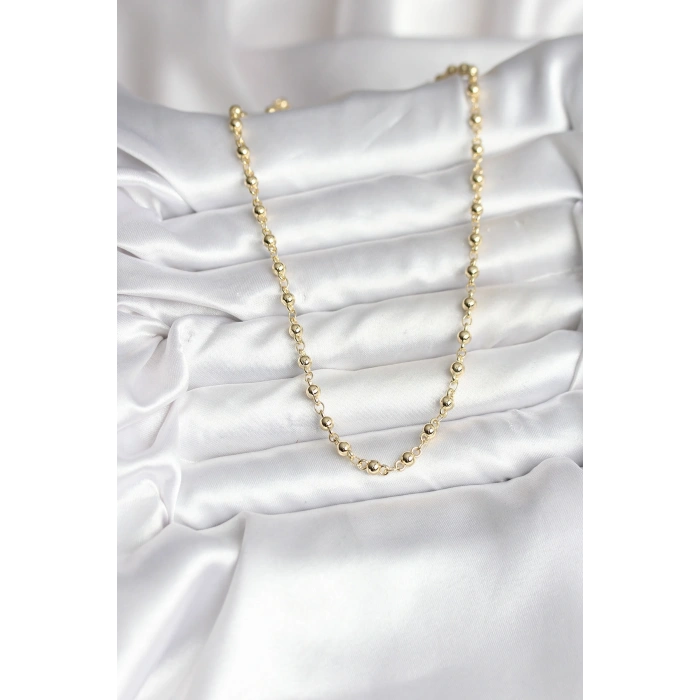 14K Gold Renk Kaplama Topçuklu Zincir Model CM Kadın Kolye - TJ-BKO10736