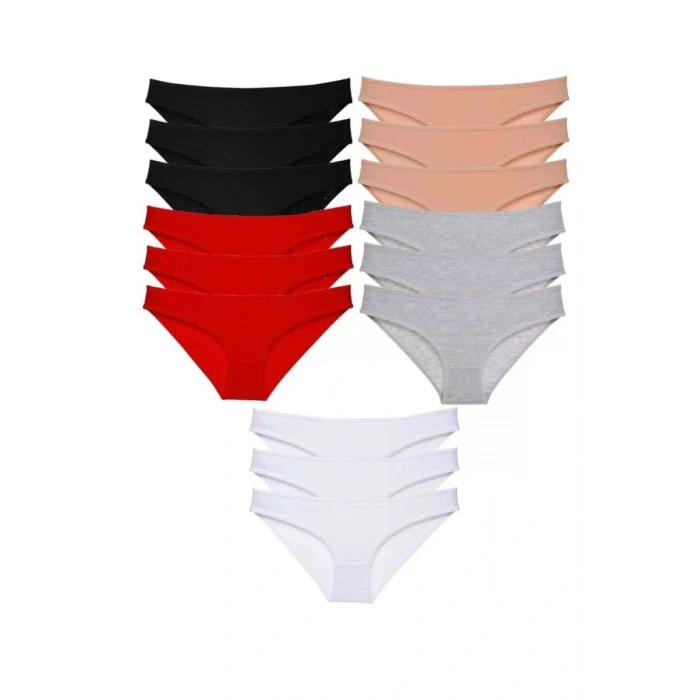15 Adet Eko Set Likralı Kadın Slip Külot Çok Renkli