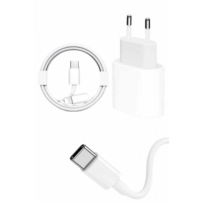 15/pro/pro Max 25w İos Uyumlu Hızlı Şarj Aleti Adaptörlü Beyaz