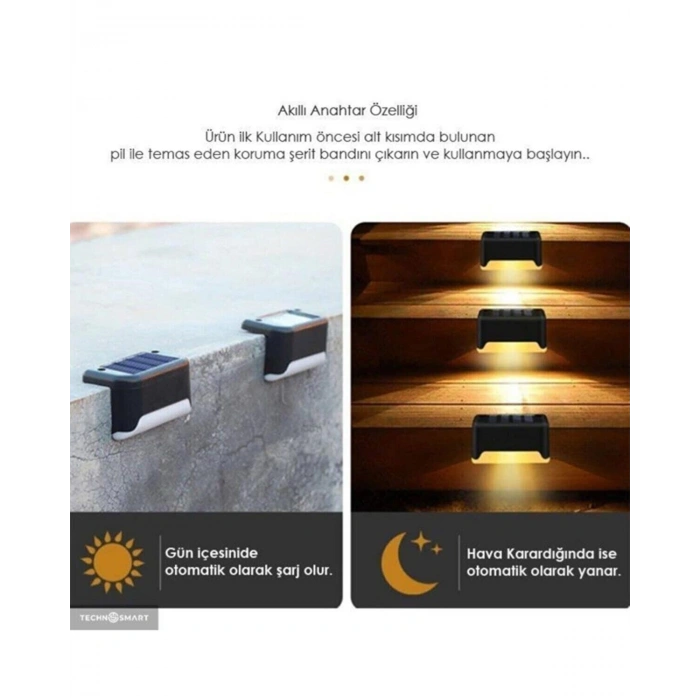 16 Adet Köşebent Merdiven Veranda Solar Güneş Enerjili Bahçe Led Lamba Dekor Çok Al Az Öde
