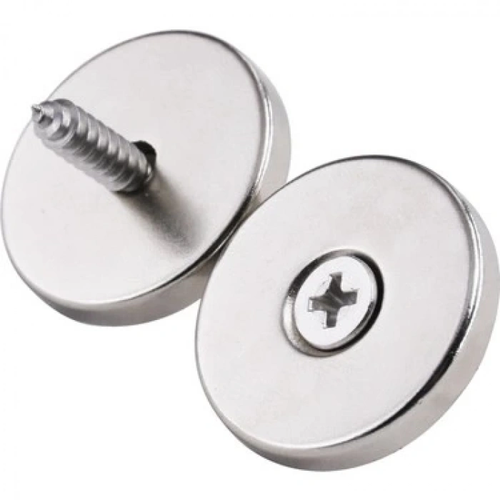 2 Adet 25x10/5x5,5 Mm Neodyum Mıknatıs Havşa Delikli Magnet Vida Atılabilir N35 Nikel Paslanmaz