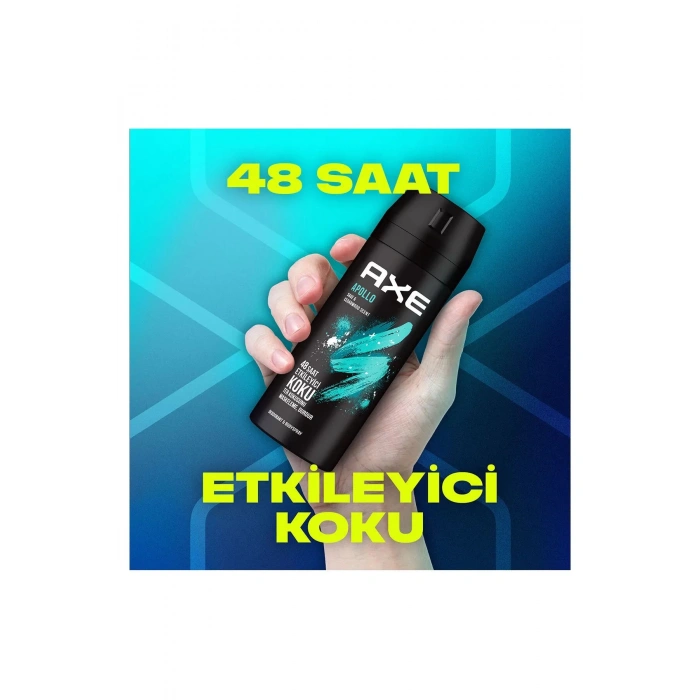 2 Adet Axe Erkek Sprey Deodorant Apollo 48 Saat Etkileyici Koku Vücut Spreyi 150 ml